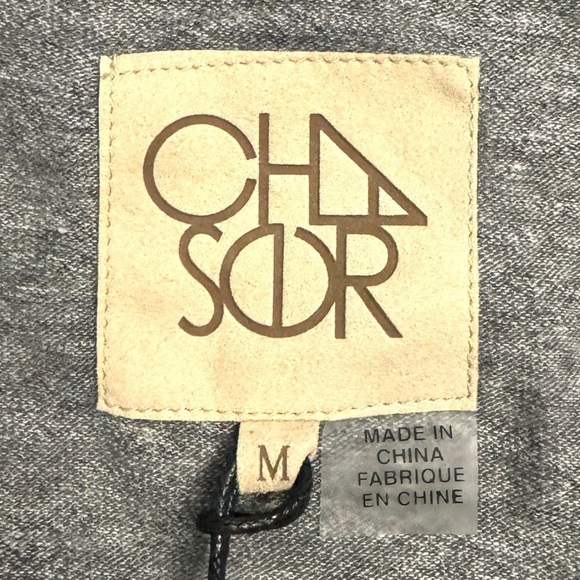 Chaser Ribbed Knit Scoop Neck Curved Hem Distressed Heather Short Sleeve Shirt M - Picture 3 of 16